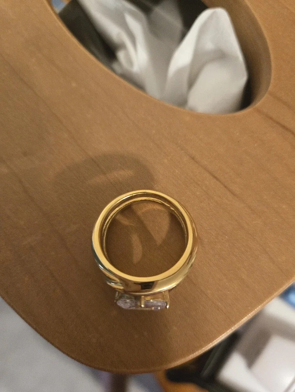 ChansuttPearls The Dylan Ring  Gold-Tone Women’s Ring with Clear Round Gemstone